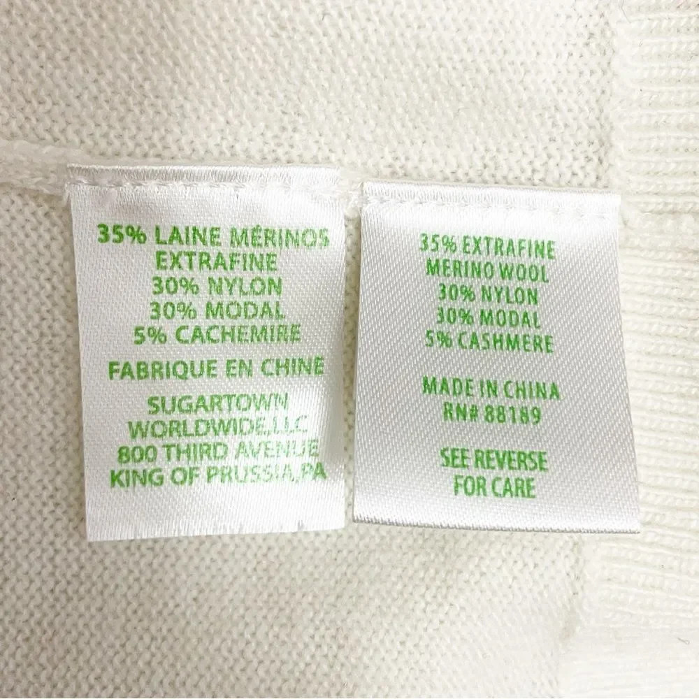 Lilly Pulitzer Coconut Odetta Sweater Wool Blend Rhinestone Neckline Size Large - Picture 11 of 13